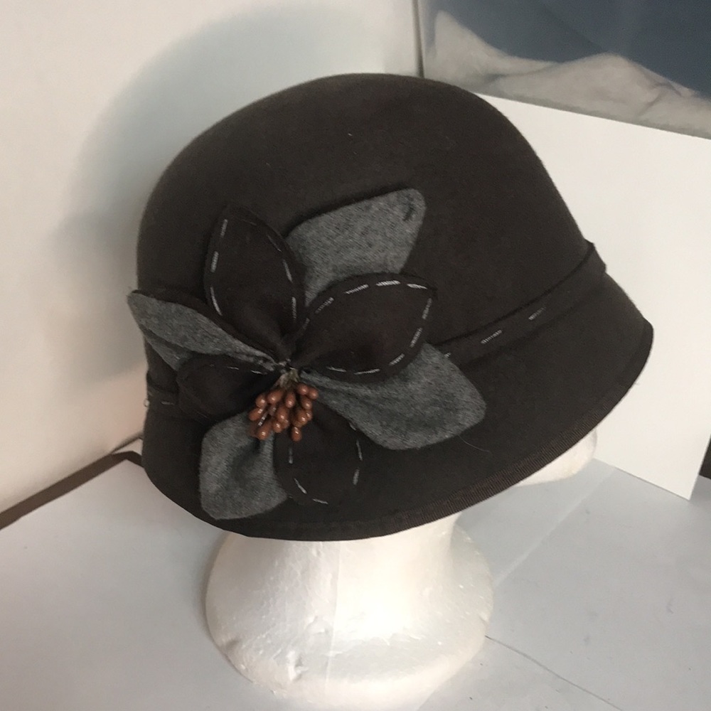 Scala Collezione Wool Cloche Hat With Floral Deco… - image 2